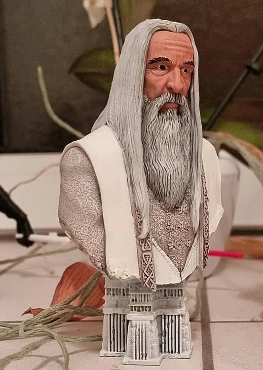 White Saruman Lord of the Rings LotR Painted Bust 20 cm Height Large Size
