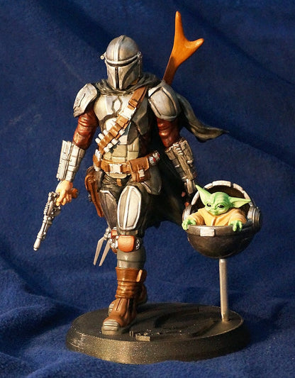 Mandalorian und Baby Yoda Star Wars Handbemalte Figur 26 cm (Riesengröße)