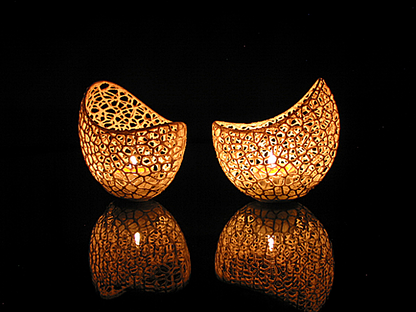 Voronoi 2er Teelichthalter 15 cm (inkl. Kerzen)
