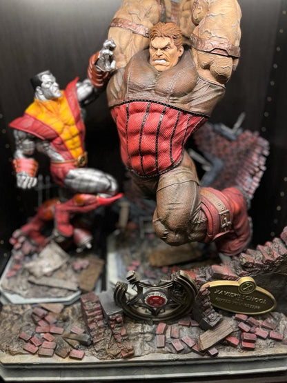 Juggernaut vs Colossus Custom Statue Diorama Bemalte Figur 30cm MEGA GROSS
