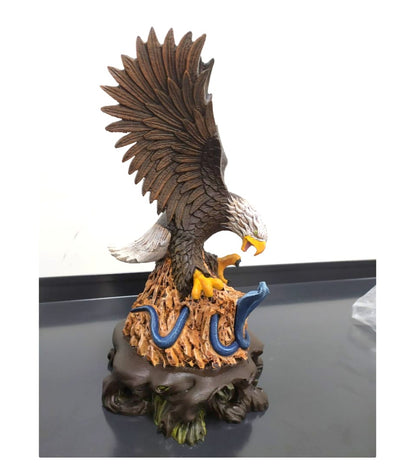Schwarze Glatzkopfadler Kobra Jagd Bemalte Figur 20 cm (Groß)