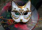 Ball-Katzenmaske Weiß mit goldenen Details Halloween