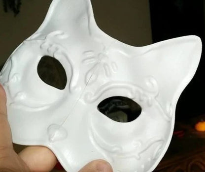 Ball-Katzenmaske Weiß mit goldenen Details Halloween