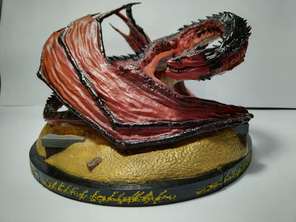 Smaug Drache Hobbit HdR Herr der Ringe Bemalte Figur 20 Cm