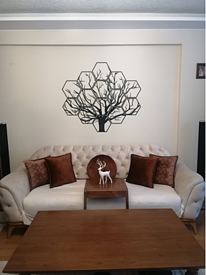 Sechseckiges Baum-Wanddekor 60 cm