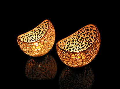Voronoi 2er Teelichthalter 15 cm (inkl. Kerzen)