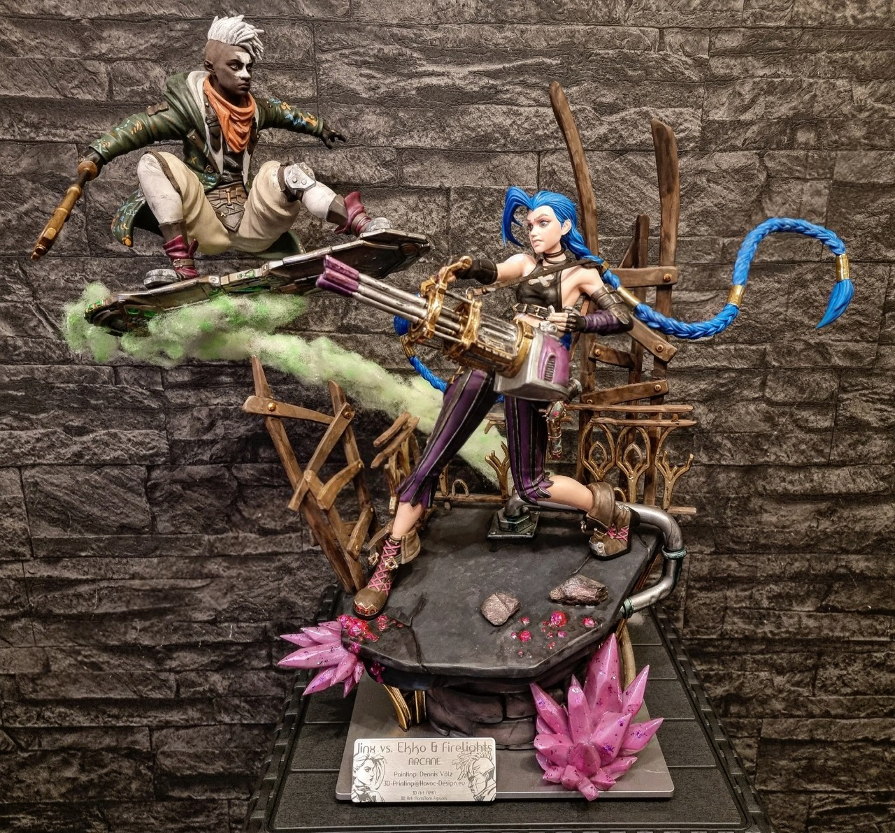 Arcane Jinx und Ekko Firelights Umstrittener Kampf 8K Diorama 30 CM (RIESIGE GRÖSSE)