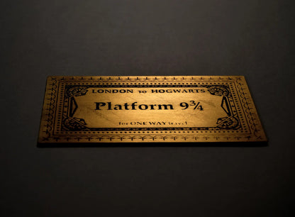 Goldenes Hogwarts-Ticket Bahnsteig 9 3/4 Harry Potter