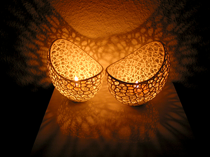 Voronoi 2er Teelichthalter 15 cm (inkl. Kerzen)