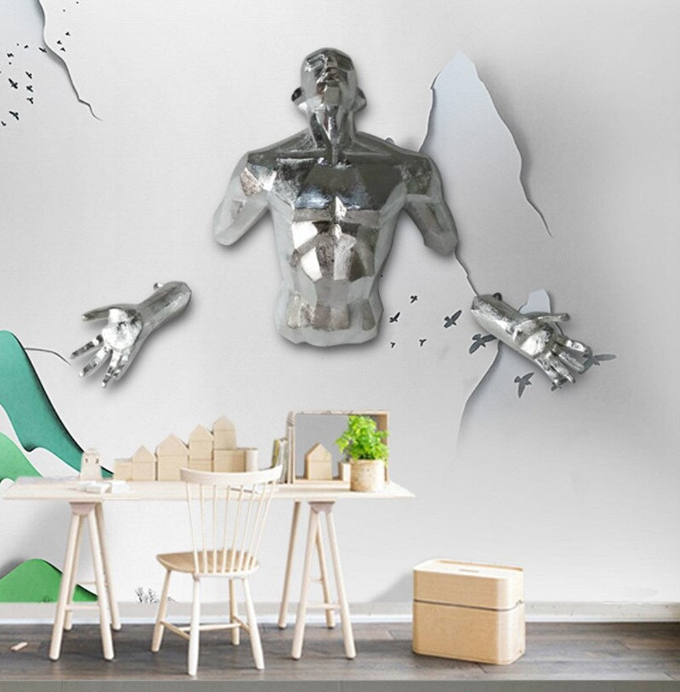 Moderne Adam Wanddekoration Skulptur Engel Mann Wand (Giga Riesenformat)