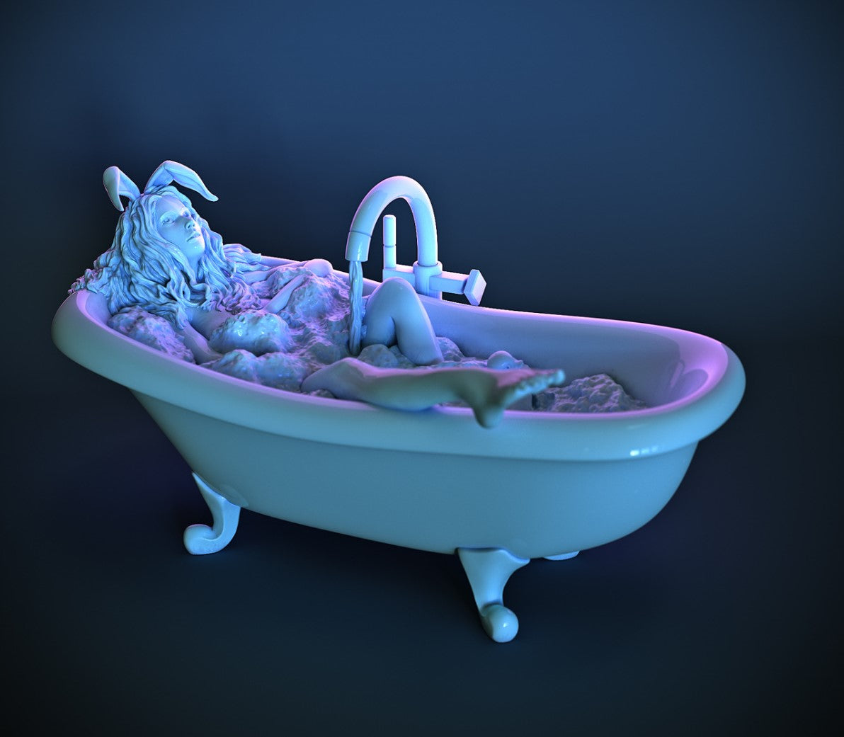 Heißes Hasenmädchen unter der Dusche