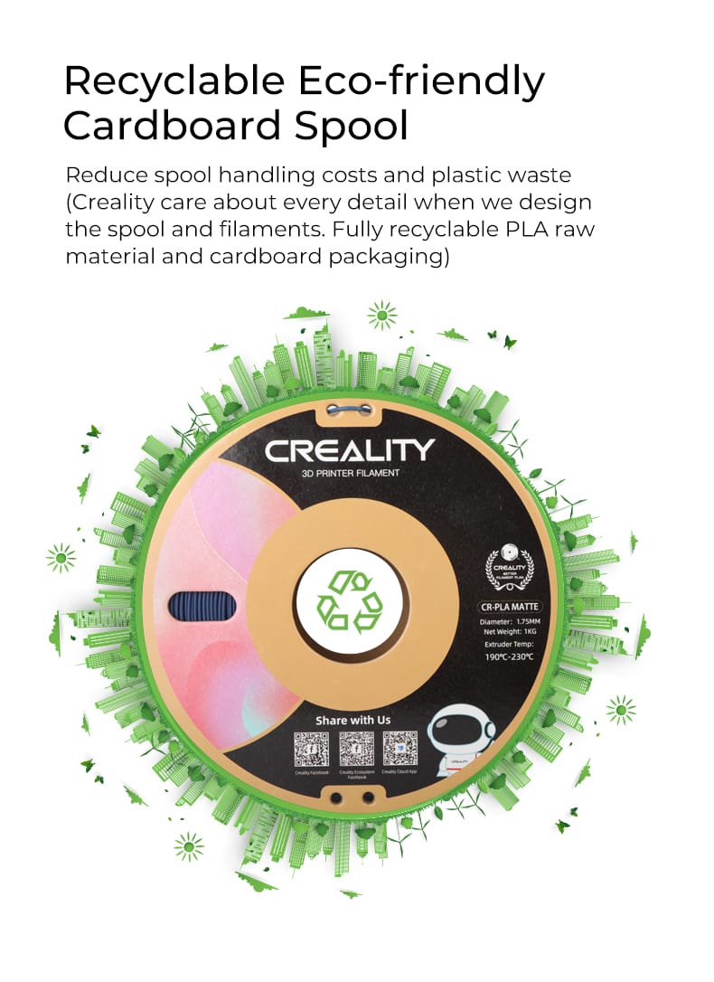 Creality CR-PLA mattes Filament Matt Schwarz 1,75mm 1KG