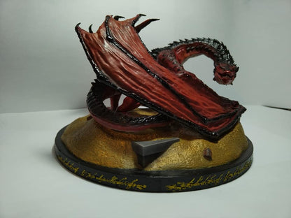 Smaug Drache Hobbit HdR Herr der Ringe Bemalte Figur 20 Cm