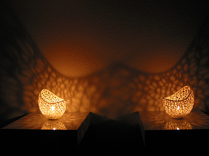 Voronoi 2er Teelichthalter 15 cm (inkl. Kerzen)