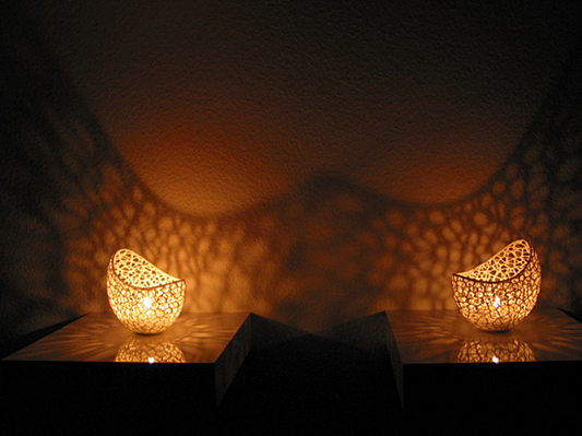 Voronoi 2-Piece Tealight Candle Holder 15 cm (Candles Included)
